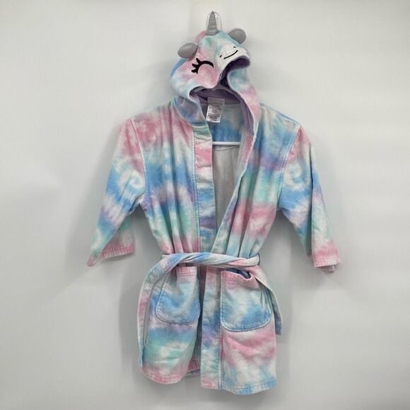Saint Eve Swim Terry Robe Swimsuit Coverup Bath Robe Tie Dye Unicorn S 7/8 - Picture 1 of 5